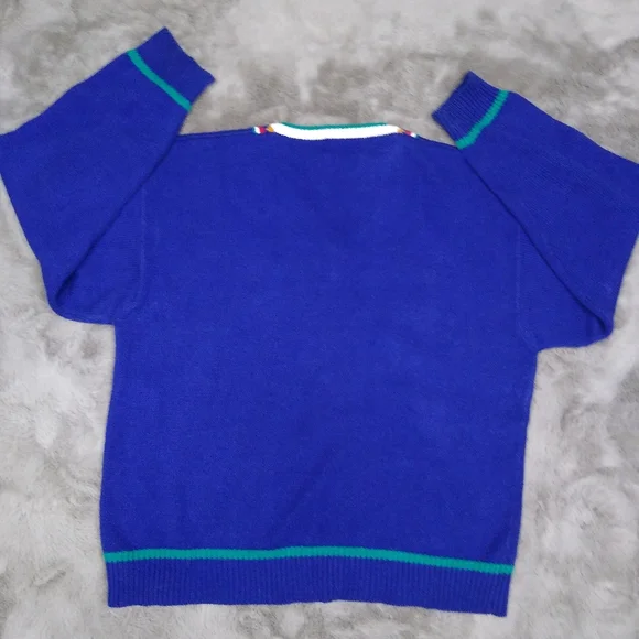 Vintage 90s Par Four Argyle Embroidered Golf Sweater XL Unisex - Picture 3 of 5